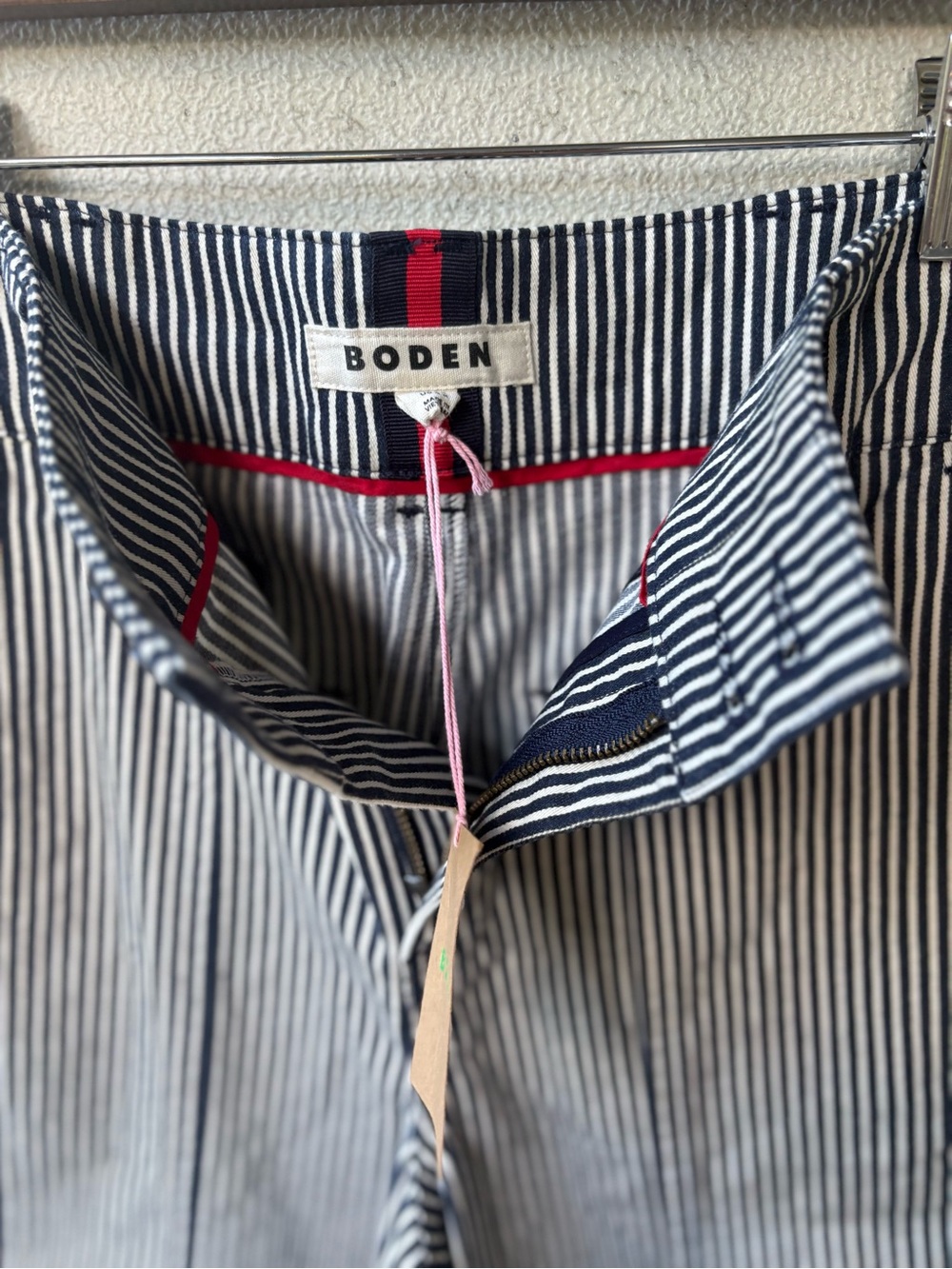 Boden Jeans NWT Navy Stripe Straight Leg Cropped Pants Size 4
